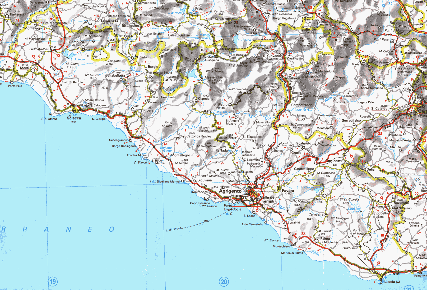 Mappa della provincia di Agrigento - Map of the Province of Agrigento
