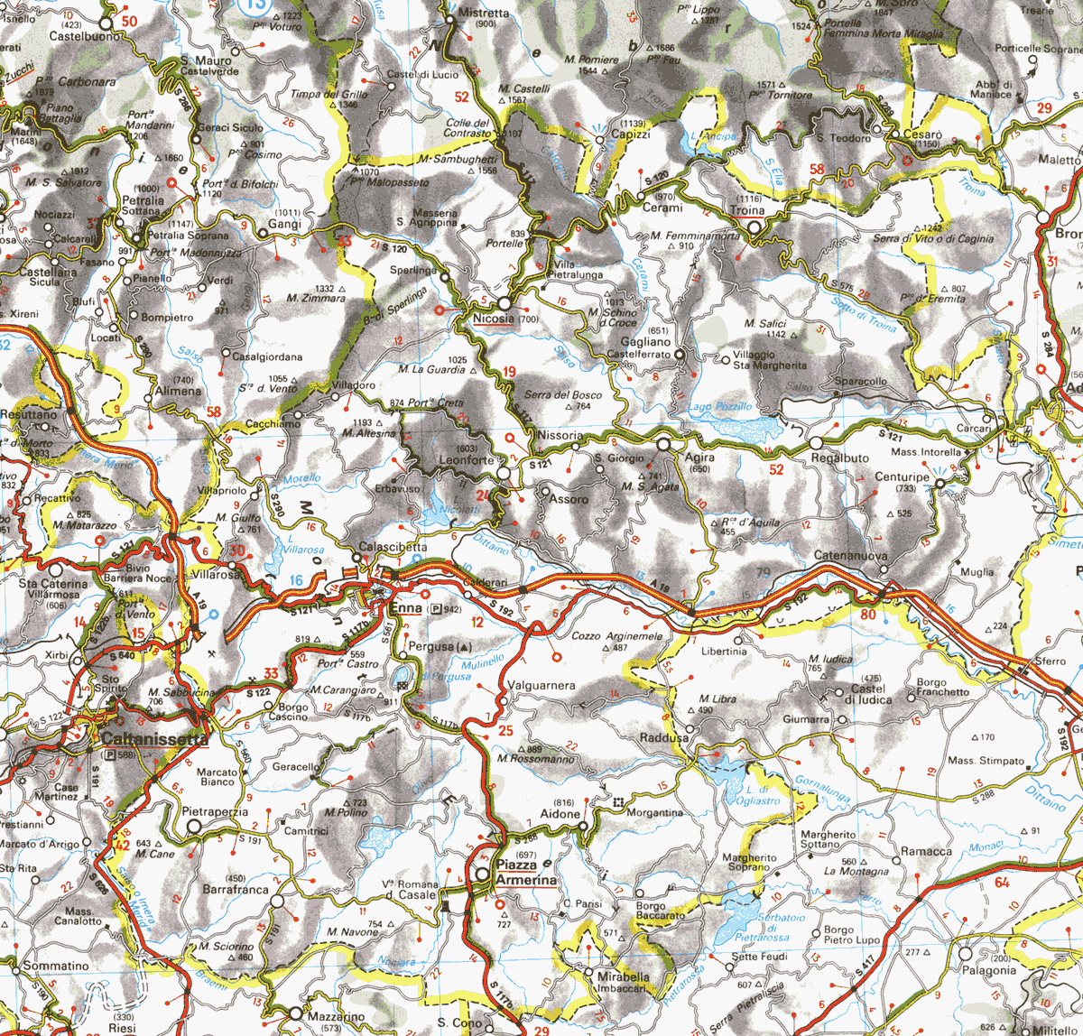 Mappa della provincia di Enna - Map of the Province of Enna