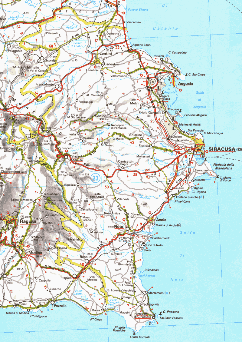 Mappa della provincia di Siracusa - Map of the Province of Siracusa